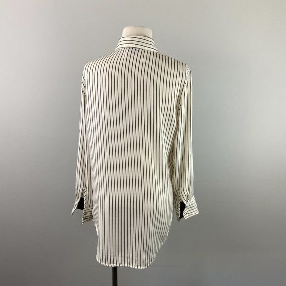 DALIA White & Black Pinstripe Button‎ Down Blouse - Picture 5 of 8